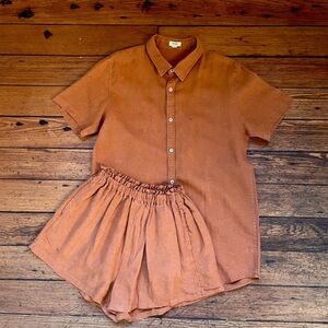 Bed Threads Short Sleeve Pajama Set Rust